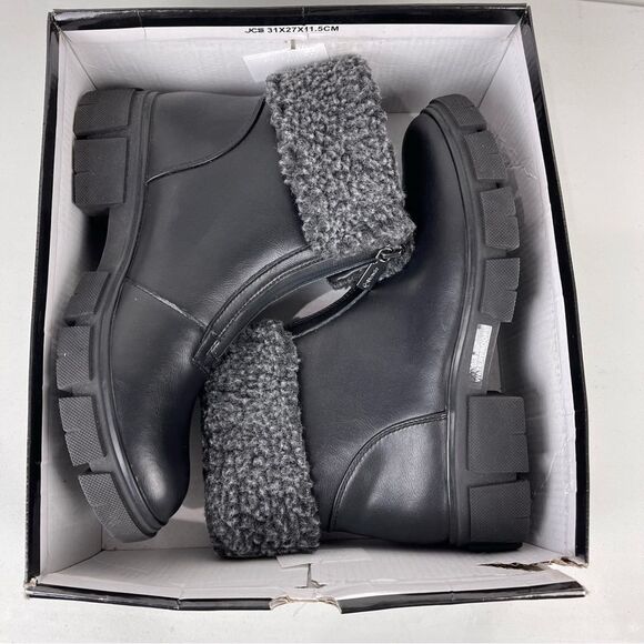 NEW Blondo Plaka Black Leather Winter Boots Lug Sole Waterproof Women's Size 8.5 - Picture 2 of 13